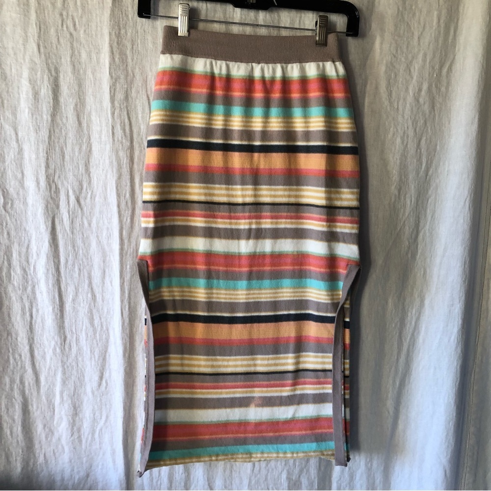 O’Neill surfer girl Pastel cotton stetch knit midi skirt side slits XS